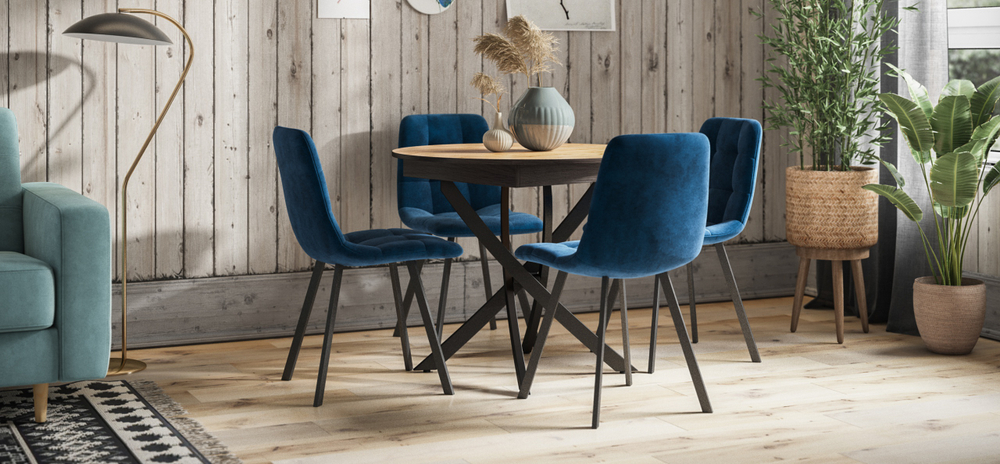 Стул НОРД велюр Velutto Синий, Черный