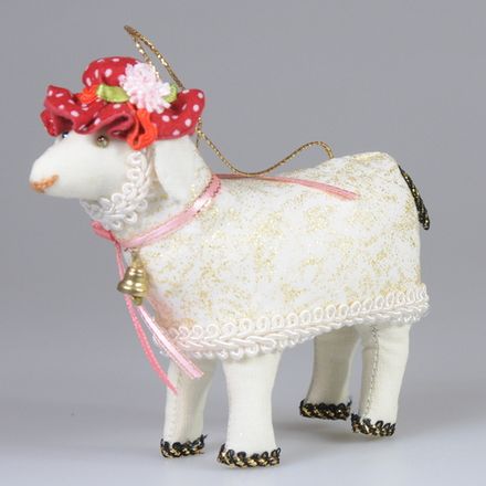 Ёлочная игрушка Овечка в шляпе
