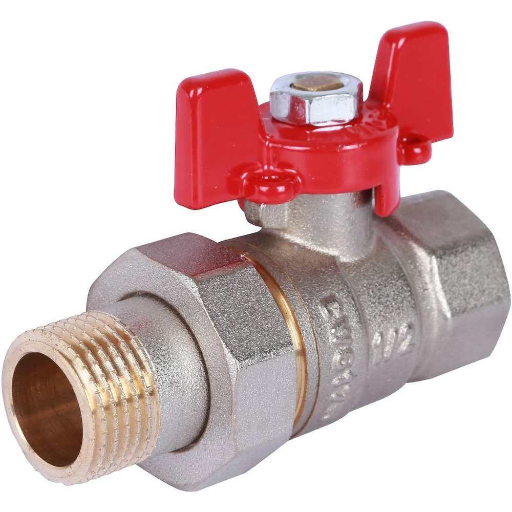 Rommer шаровой кран с американкой 3/4" ВН/НР, ручка бабочка RBV-0005-0510220
