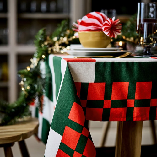 ВИНТЕРФИНТ VINTERFINT Скатерть 145х240 см, красно-зеленая клетка