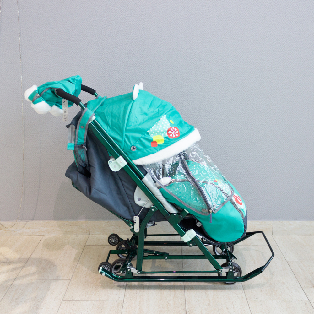 Коляска-санки комбинированная «Ника Детям 7-6» с лисичкой изумрудный (арт. НД7-6/4)