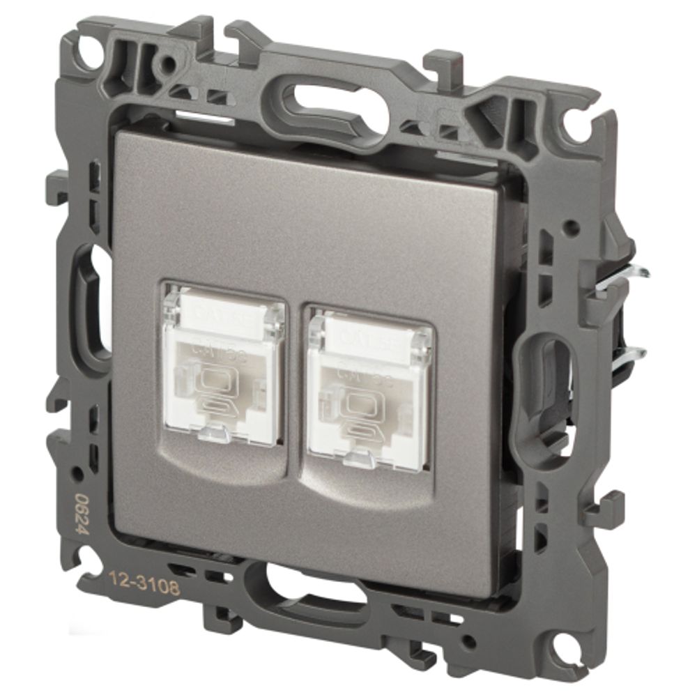 Розетка ЭРА Серия 12 12-3108-16 информационная двойная 2XRJ45 титан