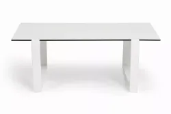 "Варадеро" журнальный стол из HPL 110х60 H43, каркас алюминий белый муар, цвет столешницы "молочный"