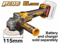 Аккумуляторная УШМ 20В, BL 115/125 мм без АКБ и ЗУ SUPER INGCO CAGLI21154 INDUSTRIAL