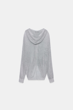 ZARA ХУДИ С МЕТАЛЛИЗИРОВАННОЙ НИТЬЮ, СЕРЕБРИСТЫЙ