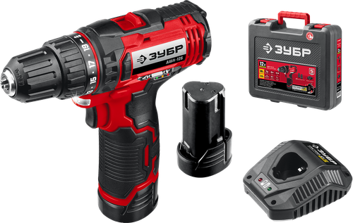 Дрель-шуруповерт 12V Зубр 30Нм, 2хАКБ 2Ач и ЗУ, кейс
