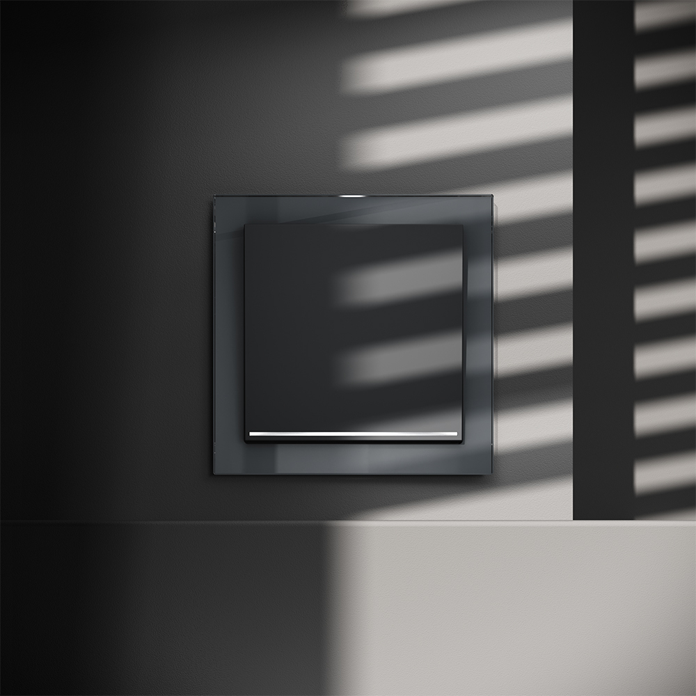 Выключатель встраиваемый VOLTUM S70 одноклавишный с подсветкой 10А, (графит)