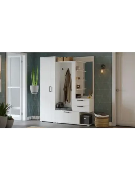 Прихожая с зеркалом Белый Ясень 164х36х200