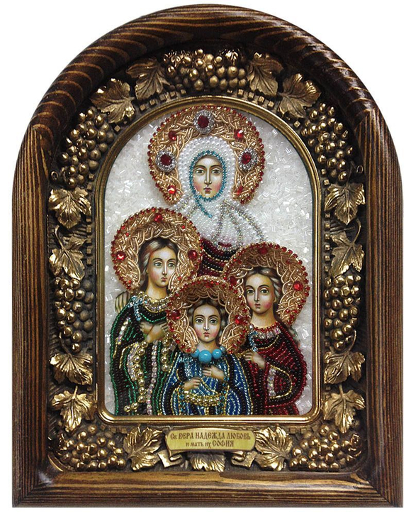Икона Святые Вера, Надежда, Любовь и мать их София бисер