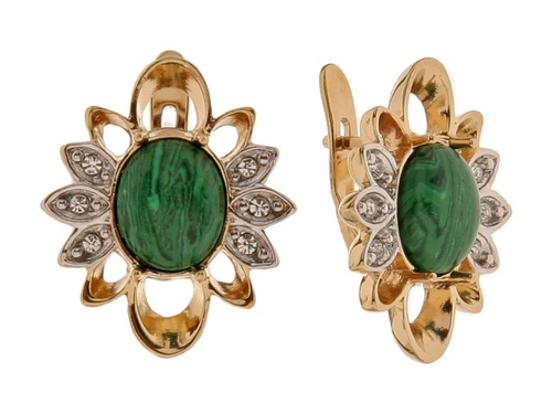 "Минто" серьги в золотом покрытии из коллекции "Самоцветы" от Jenavi  с английским замком