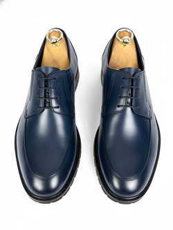 Синие кожаные полуботинки на шнурках с минималистичным профилем V598син Vorsh