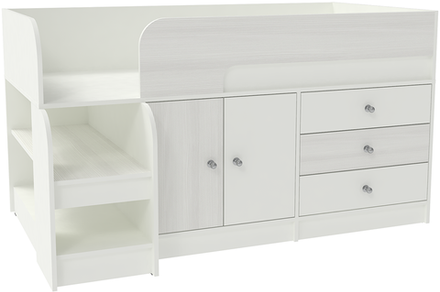 Кровать-чердак КарИВи Астра 9, 1 Белый  Белое Дерево