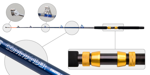 Спиннинг штекерный стекло 2 колена S Master 3053 Commander (300-700) 1,98 м под стакан с роликами