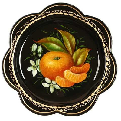 Жостовский поднос декоративный, размер 18 см (A1), металлический