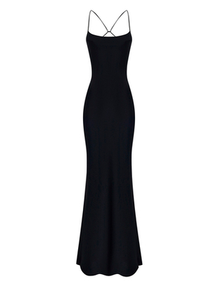 Платье макси из сатина с открытой спиной