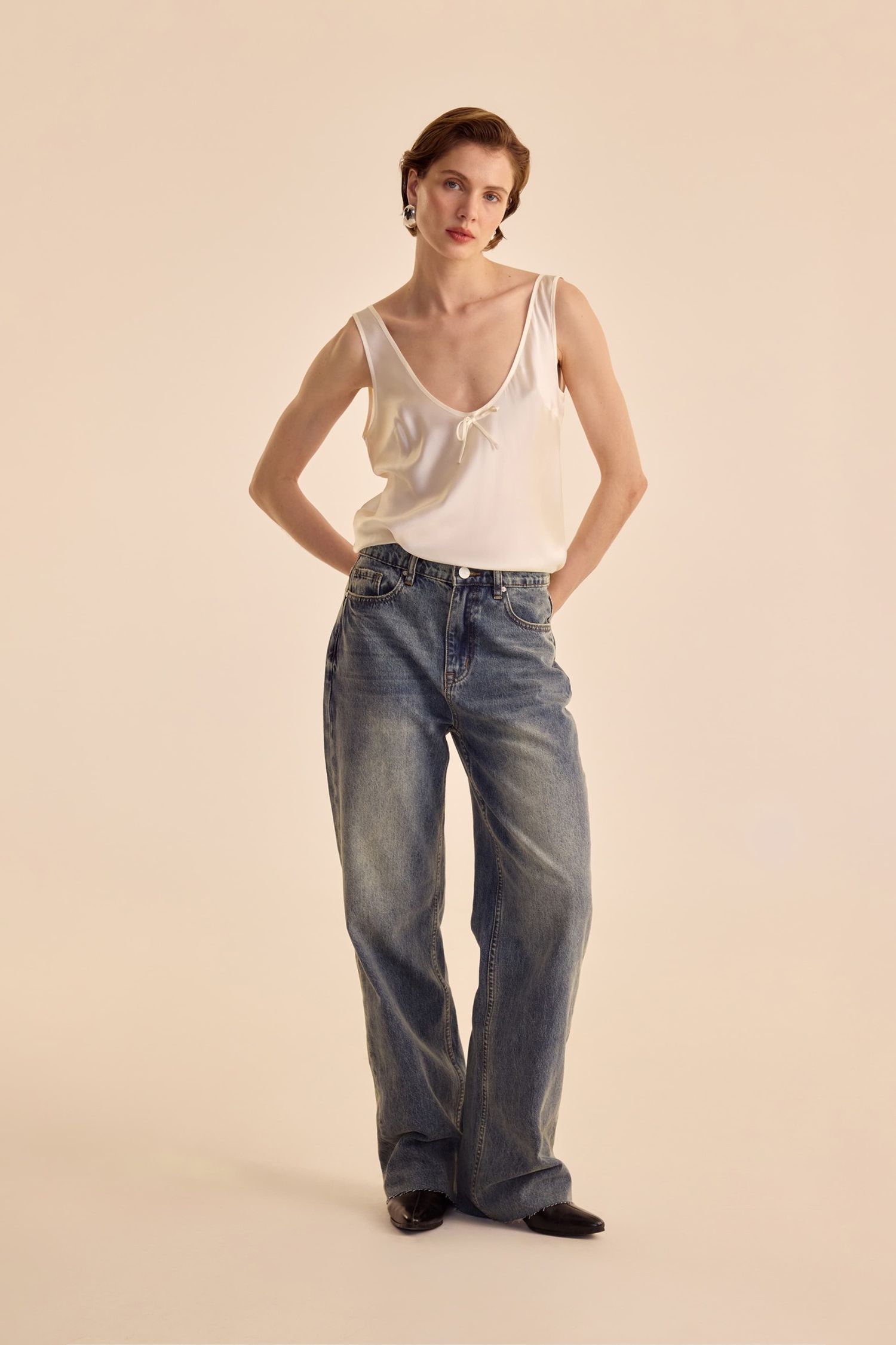 Топ шелковый (В рамках приличия), молочный