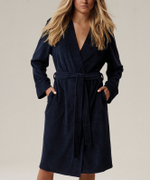 Женский халат Atlantic, 1 шт. в уп., хлопок, темно-синий, SZL-002