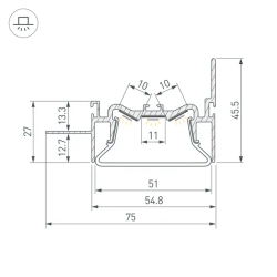 Профиль FOLED-50-WALL-2000 (Arlight, Алюминий) 035771