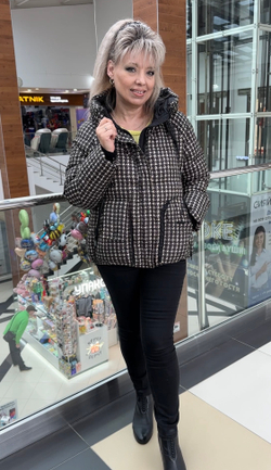 Теплая куртка с принтом "гусиная лапка"