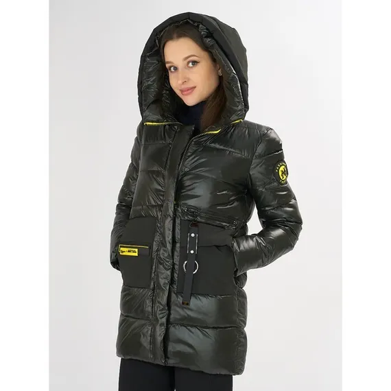 Куртка зимняя болотного цвета, размер 42