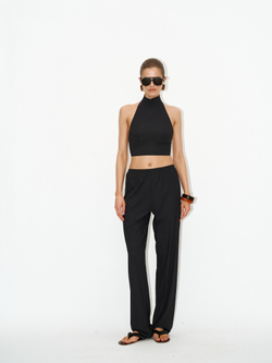 Брюки kyle ribbed black прямые
