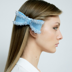 Бант-бабочка S голубой с хрустальным декором