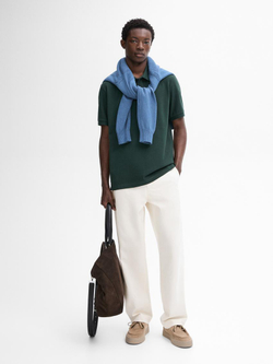 Massimo Dutti Поло из рельефного хлопкового пике, цвет мха
