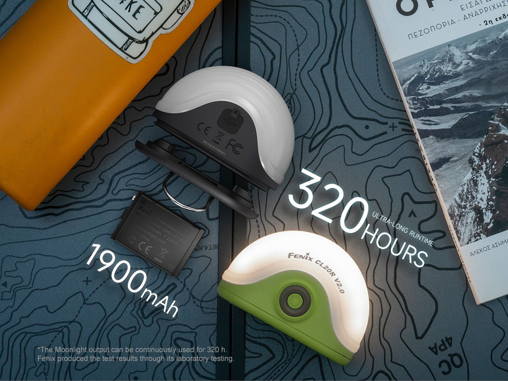 Фонарь Fenix CL20R V2.0 черный для кемпинга и палатки, как ночник, Type-C, до 320 часов на одном зар