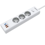 Сетевой фильтр удлинитель Philips CHP4336WA/51 с тремя стандартными розетками EU, 2 USB-A, Type-C, с заземлением и защитой от перегрузок, 2 м, белый