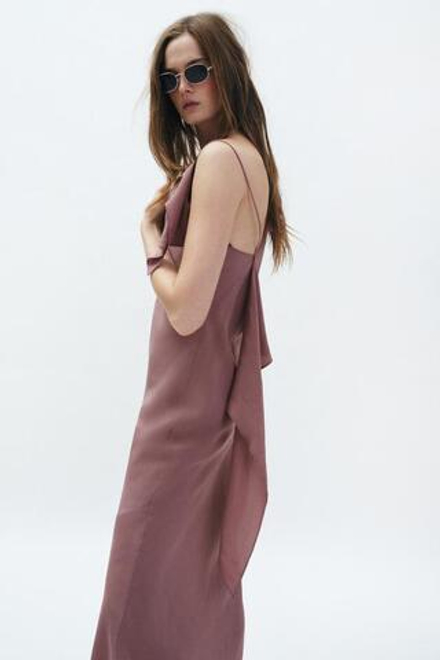 ZARA ПЛАТЬЕ МИДИ — ZW COLLECTION, ЦВЕТ МАЛЬВЫ