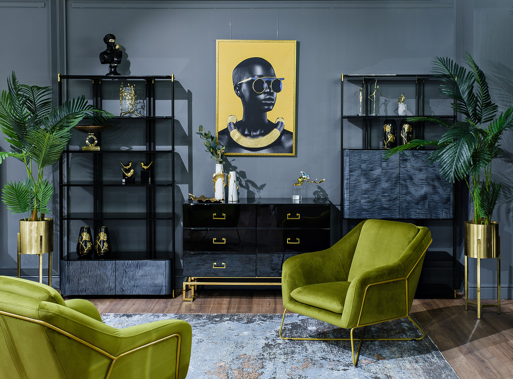 Комод Garda Decor черный 6 ящиков 120*42*82 см