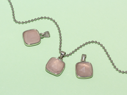 Подвеска Квадратная "Розовый Кварц", 13,5мм (уценка)