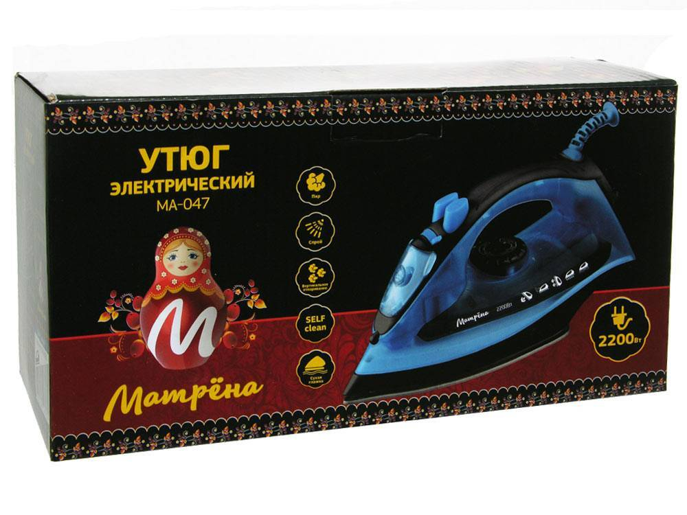 Утюг Матрёна MA-047 стальная подошва 2200Вт, синий