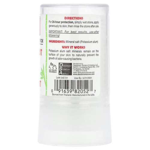 Thai Deodorant Stone, Thai Crystal Deodorant-стик, тайский кристалл, 120 г (4,25 унции)