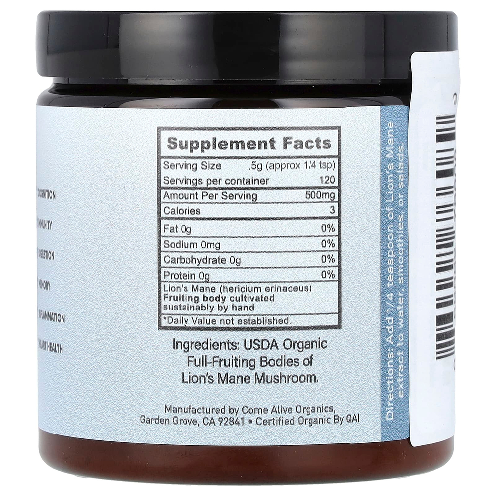 LA Republica, Superfoods, ежовик гребенчатый, грибной порошок, 60 г (2,12 унции)