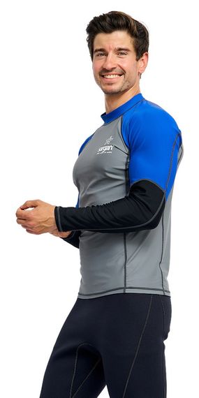 Футболка рашгард лонгслив Sargan Агидель UPF 50+ мужская серо-синяя роял-черный