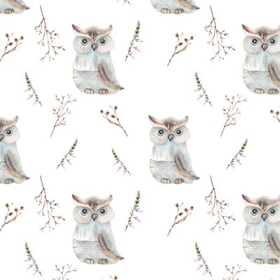Акварельные совушки и вереск