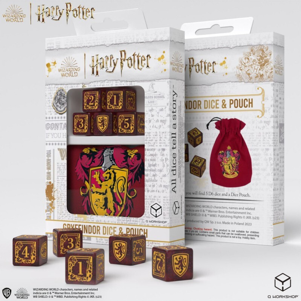 Набор кубиков с мешочком для хранения Harry Potter. Gryffindor Dice&Pouch