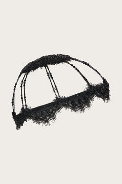 ГОЛОВНОЙ УБОР, РАСШИТЫЙ КРУЖЕВОМ И БИСЕРОМ