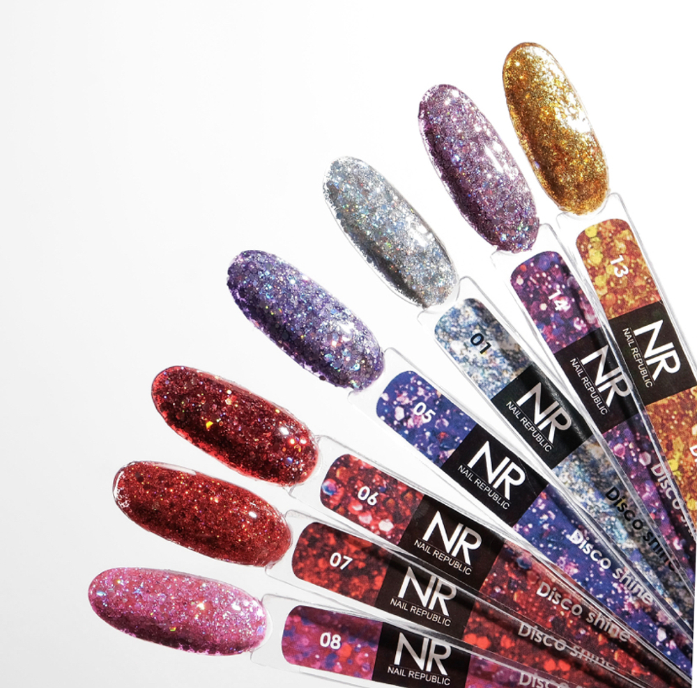 Гелевая краска DISCO SHINE 6 с крупными шестигранниками (7 мл), NR