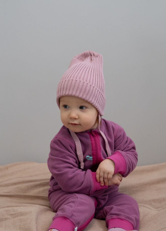 Шапка вязаная-резинка хлопковая (Пудра) КЭП БОН-БОН