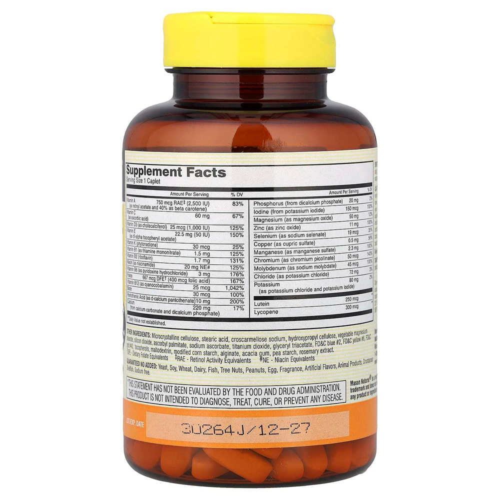 Mason Natural, Vitrum 50+, мультивитамины для взрослых, без железа, 180 капсул