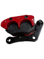 Суппорт тормозной калипер 2 поршня, 1 болт М10 красный гидравлический для электровелосипеда