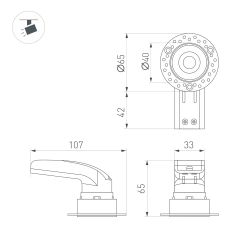 Светильник MS-RIALTO-TRIMLESS-R40-9W Warm2700 (BK, 36deg, 230V) (Arlight, IP20 Металл, 5 лет) 054471