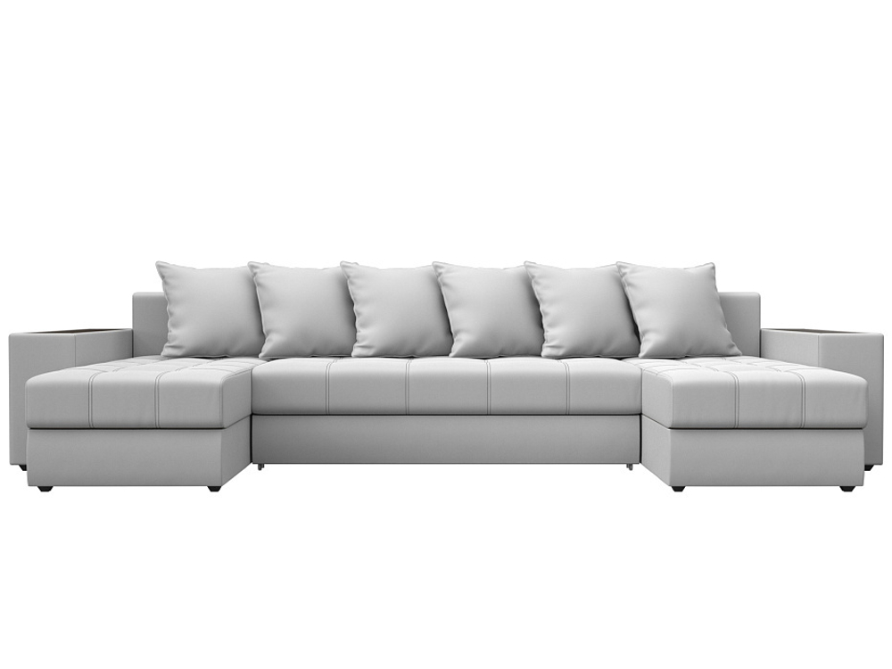 Диван П-образный Дубай полки справа, Белый, Экокожа, 31519R