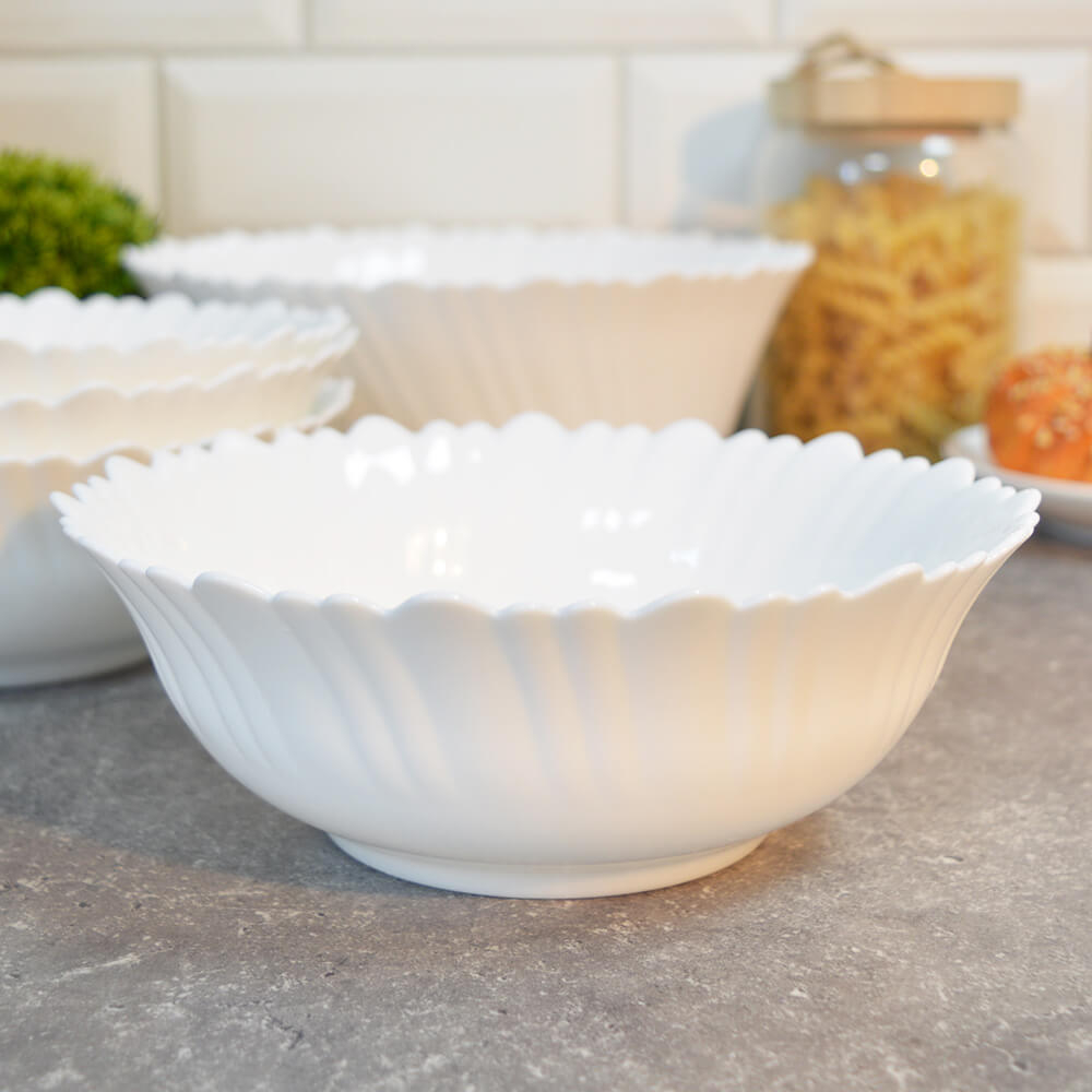 Набор салатников 5 предметов (700мл 18см 4шт, 1200мл 23см 1шт) "Безе" стеклокерамика, Jewel