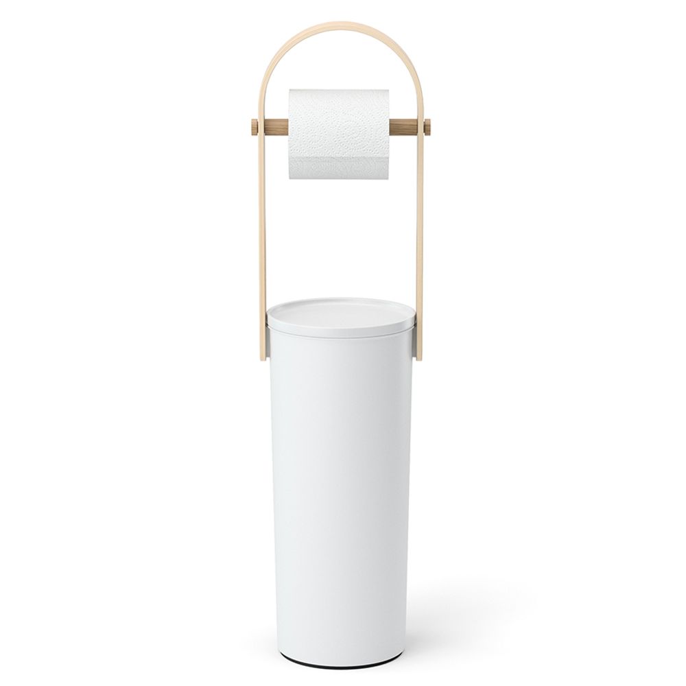 Держатель-органайзер для туалетной бумаги Bellwood, белый/натуральное дерево
