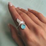 Кольцо Кит с бирюзовым халцедоном