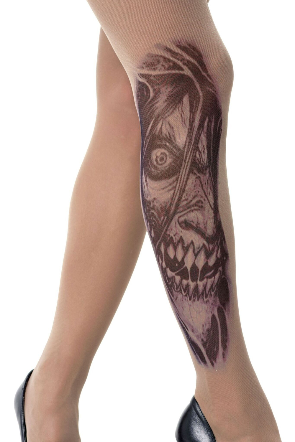 Колготки с принтом в виде чудовища (Размер: S-M-L) (Цвет: бежевый)