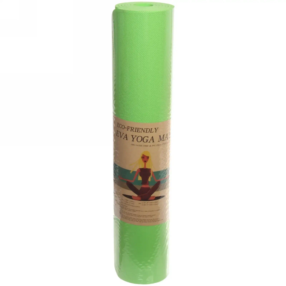 Коврик для йоги 6 мм 173х61 см «Умиротворение» EVA, зелёный